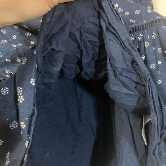 Madewell Smock-Waist Ruffle Mini Skirt in Navy Blue Bandana Flower Sz 2 - Picture 6 of 10